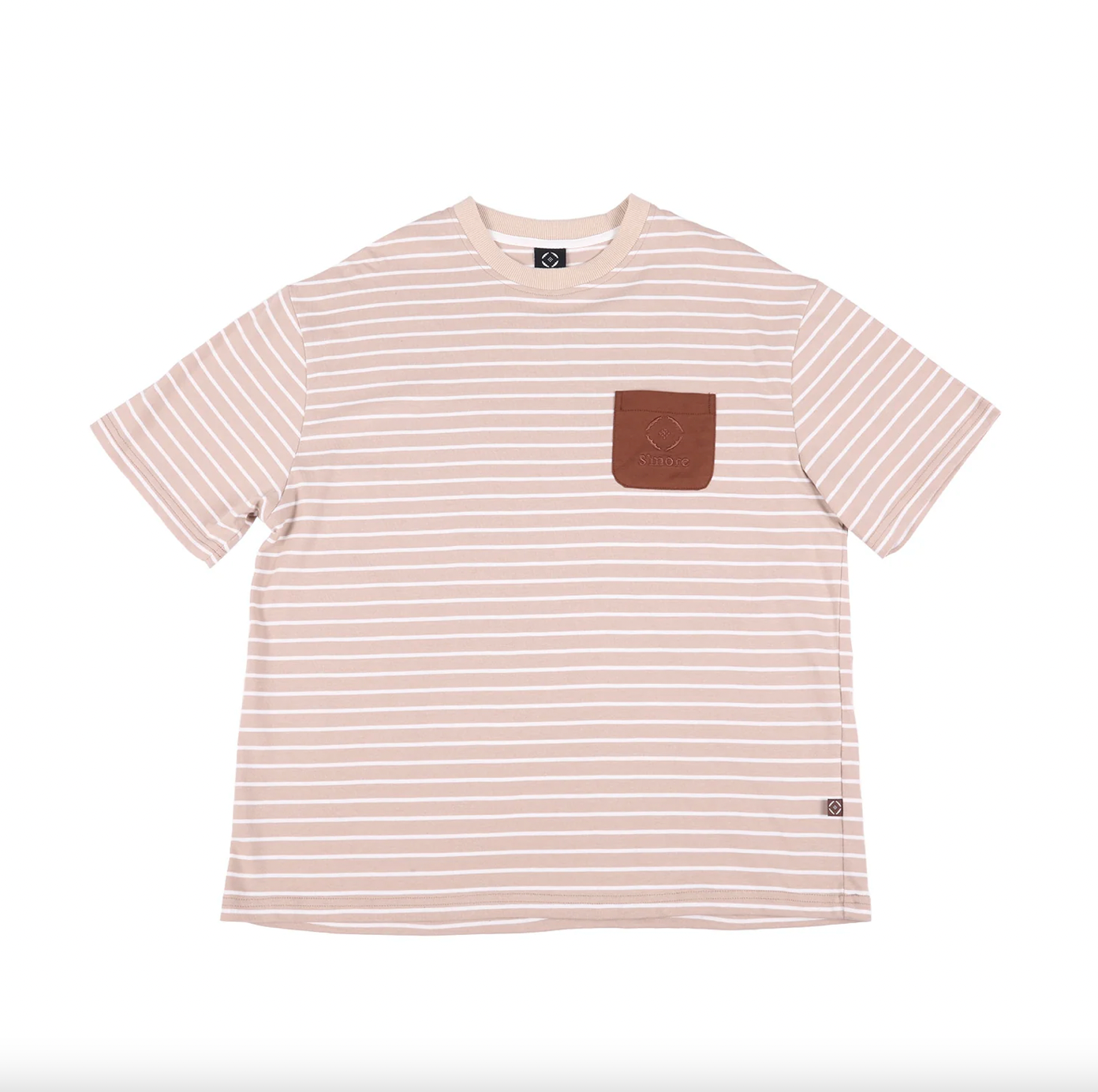 S'more 刺繡口袋條紋短袖T恤