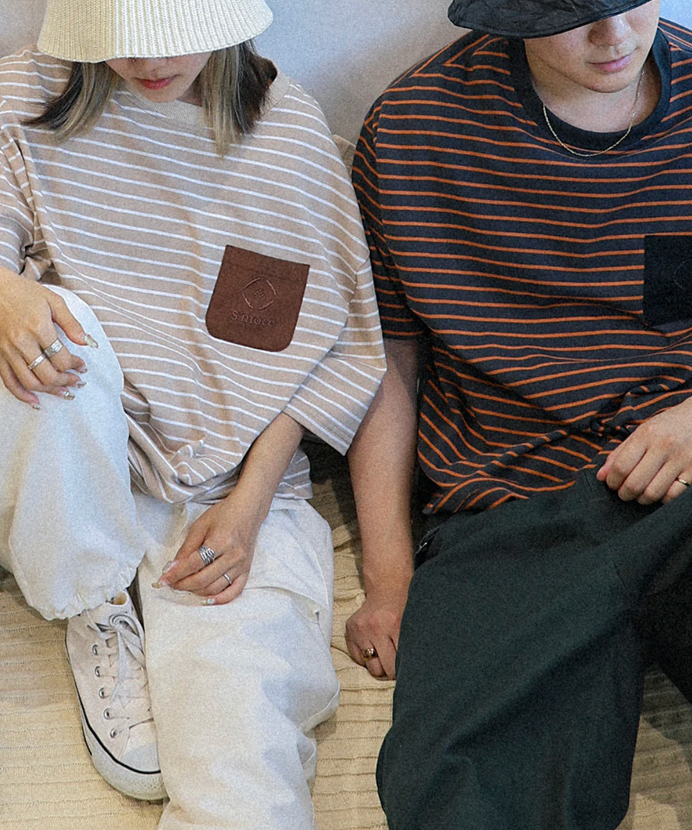 S'more 刺繡口袋條紋短袖T恤