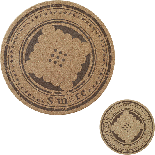 S'more Logo 軟木圓形隔熱墊大小兩種尺寸