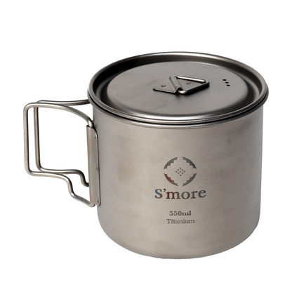 【預購】Titanium Mug with Lid 單層附蓋摺疊手把鈦杯